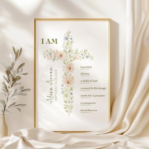 Baptism Gift Girl, Personalized Baptism Sign, Baptism Wall Art, Custom Baby Art Print, Nursery Decor, Goddaughter Gift, Baby Girl Gift