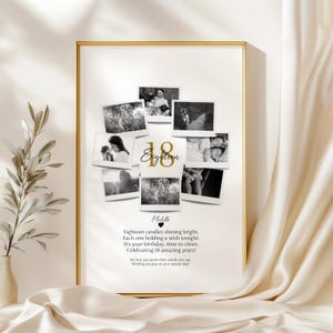 Personalised 18th Birthday Photo Collage, 18th Birthday Gift, 18th Birthday Wall Art, Polaroid Photo Decor, Birthday Gift Son Daughter Niece