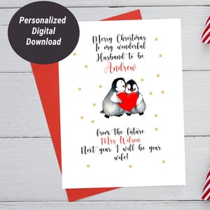 La próxima Navidad seré tu tarjeta de esposa, tarjeta de Navidad personalizada, tarjeta de prometido, marido para ser esposa para ser hecho a mano tarjeta de Navidad
