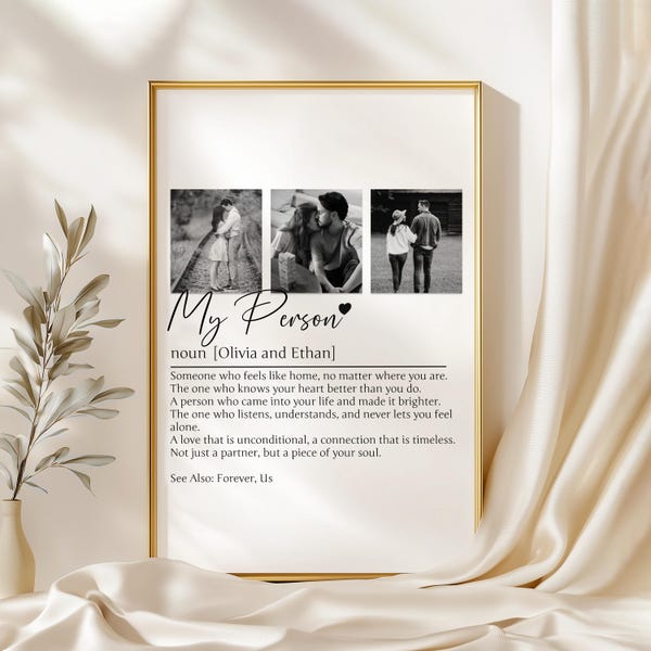 Personalised My Person Definition Print, Photo Gift for Him, Gift for Her, Anniversary Gift, Valentines Gift for Him Her, Gift for Boyfriend