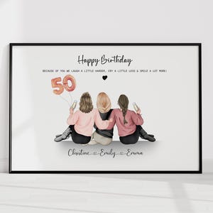 親友への50歳の誕生日プレゼント、パーソナライズされた50歳のグループ親友誕生日プリント、あらゆる年齢の誕生日プレゼントのアイデア、グループ50歳の友情プリント