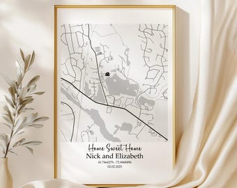 Housewarming Christmas Gift First Home Gift Closing Gift Custom New House Map Our First Home Personalized Real Estate Gift Home Sweet Home