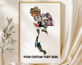 Thailand Map Photo Collage - Personalized Travel Souvenir Gift - Custom Photo Collage Made with Your Pictures! Thailand Travel Photo Collage