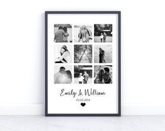 Personalised Photo Collage Print - Personalised Gift for Boyfriend Gift for Girlfriend Valentines Day Gift for Him Gift for Her Anniversary