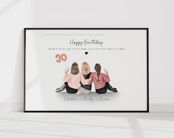 Best Friend Print, 30th Birthday Gift, Personalised Print, Birthday Present, Home Decor, Sister Print, 30 Birthday, 30th Gift, Bestie Gift