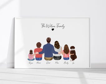 Personalized Family Portrait with Pets, Custom Family Wall Art, Mother's Day Gift for Mom, Housewarming New Home Gift, Couple Pet Portrait