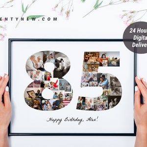 85th Birthday Photo Collage, Number Photo Collage, 85th Birthday Gift, Photo Collage Gift, 85th Birthday Gift, Anniversary Gift For Parents
