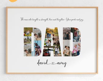 Vatertagsgeschenk - Personalisierte Papa Foto Collage | Personalisierter Bilderrahmen für Papa | Geschenk von Tochter, Sohn oder Kindern | Geschenk zum Geburtstag für Papa