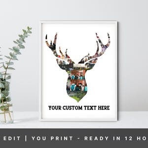 Deer Hunting Gifts, Hunting Gift for Men, Hunting Dad and Son Gift, Hunting Memory Photo Frame, Boyfriend, Personalized Deer Photo Collage,