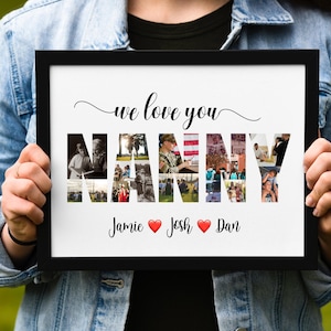 Nanny Photo Collage Gift, Personalized Nanny Gift, Mothers Day Gift For Grandma, Nana Photo Collage Gift, Grandchild Gift for Grandma