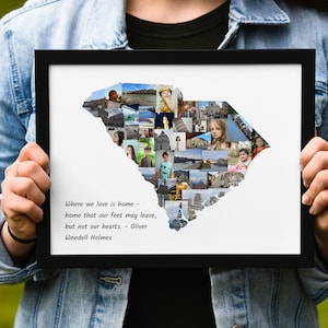 Gepersonaliseerde kaart kunst cadeau staat South Carolina | SC Souvenir Home Decor Wall Art Custom fotocollage South Carolina cadeau-idee digitaal bestand