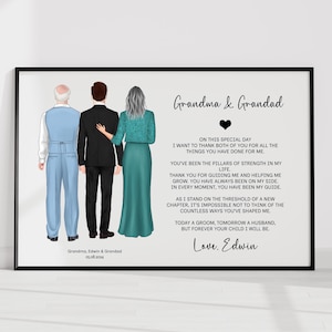 Gift For Grandma and Grandad On My Wedding Day, Personalised Grandparents of the Groom Print, Gift From Groom, Wedding Poem Print