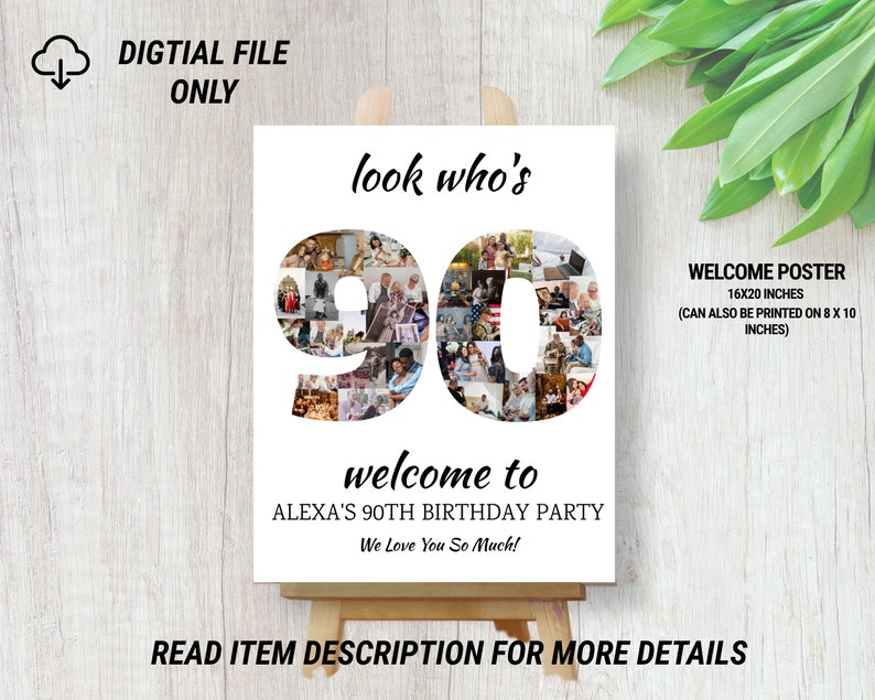 Look Who’s 90 Photo Collage, 90th Birthday Gift for Her, Personalized ...