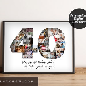 40th Birthday Photo Collage Photo Collage Gift 40th Birthday Gift Number Photo Collage Birthday Photo Collage Birthday Ideas 40th Birthday