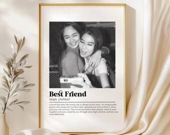 PERSONALISED BEST FRIEND Definition Print, Wall Art Print, Best Friend Gift, Photo Definition Print, Quote Print, Custom Gift With Photo
