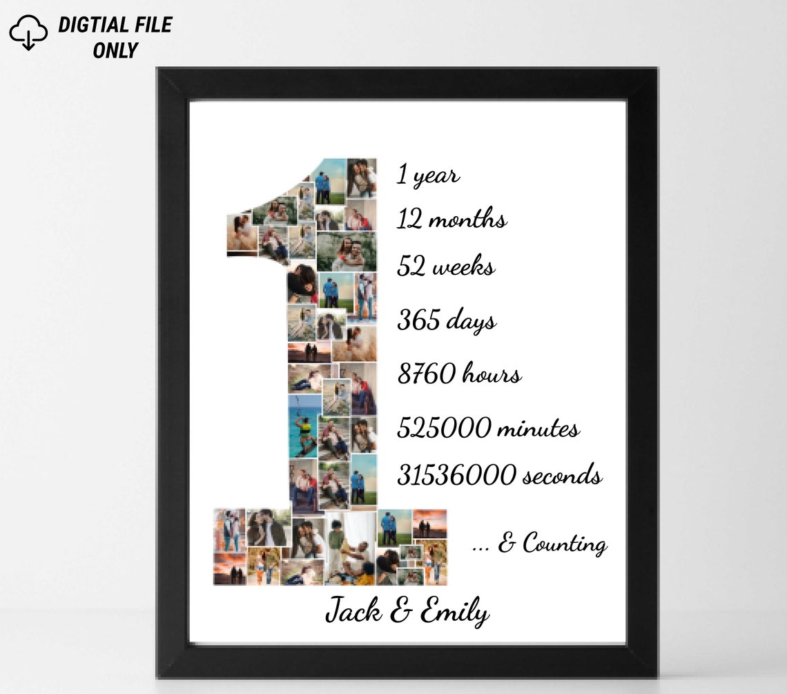 Personalisiertes 1. Jahr Jubiläum Fotocollage Geschenk Zahl Etsy.de