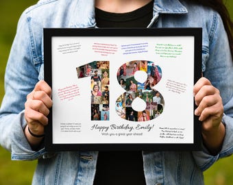 18th Birthday Decoration Photo Collage Guest Sign Poster, 18th Birthday Invitation, 18th Birthday Girls Boys,  18th Birthday Party Banner