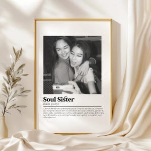PERSONALISED SOUL SISTER Definition Print, Gift For Bestie, Soul Sister Print, Photo Definition Print, Birthday Gift, Christmas Gift Ideas