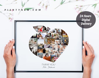 Apple school photo collage, Custom Teacher Appreciation Gift Class photo, preschool graduation gifts, Apple photo gift for class teacher