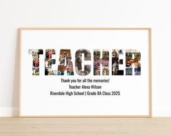 Gift for Teacher from Students, Retirement Gift for Teacher, Personalized teacher photo collage gift from class, End of School Year Gift