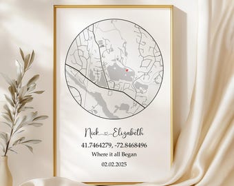 Where We Met Map /Where it all began /Couple Map/ Gift for her/ Gift for him/Personalized Map/ Custom Map/Anniversary Gift/ DIGITAL DOWNLOAD