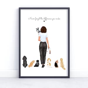 Personalized Dog Sitter and dog wall art print, pet birthday gift, Customizable Dog print art, Friends gift idea for her, Mom and dog gift