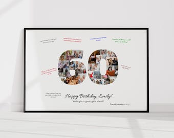 60th Birthday Decoration Guest Book Sign, 60th Birthday Gift Men Women, 60th Birthday Party Invitation Poster, 60th Birthday Card Him Her