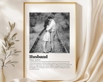 Valentines Day gift for Husband, Personalised Husband Print - Husband Definition Print Personalised Gift for Husband birthday Gift for Him