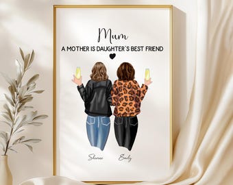 Custom Gift for Mum, Mother Daughter Picture Collage, Personalised Mum Print, Meaningful Birthday Gift for Her, Unframed Wall Art Decor