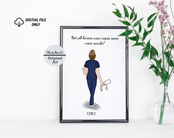 Regalo personalizado para enfermera, regalo de graduación de enfermera, regalo de agradecimiento para enfermera, impresión para estudiante de enfermería, regalo para veterinario, médico, regalo para partera, regalo para mujer.