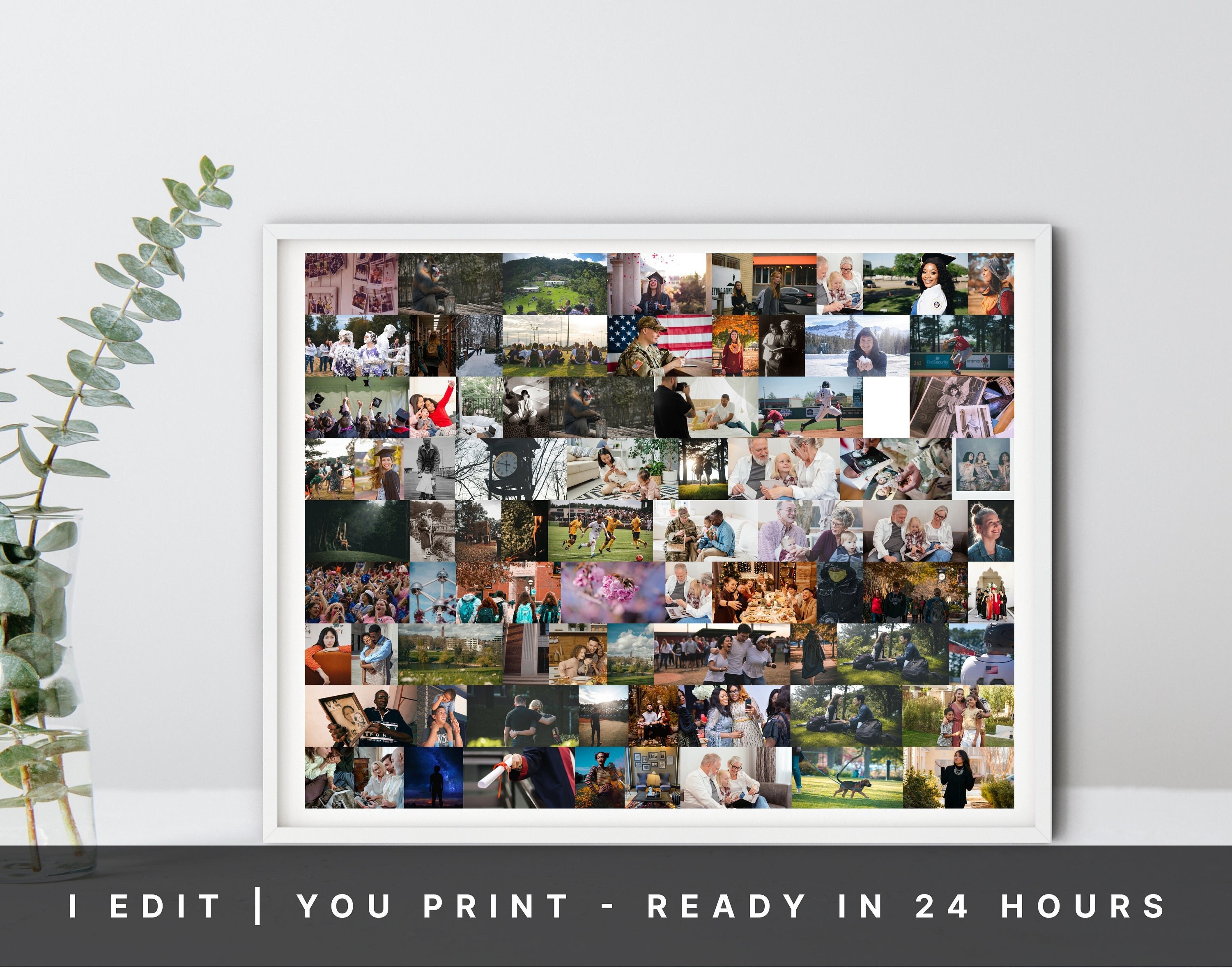 Benutzerdefinierte Foto-Collage-Andenken-Kunstdruck hält bis zu 100 Ihrer digitalen Bild Großer Geburtstag Weihnachtsgeschenk digitale Erinnerung Wand Kunst Collage