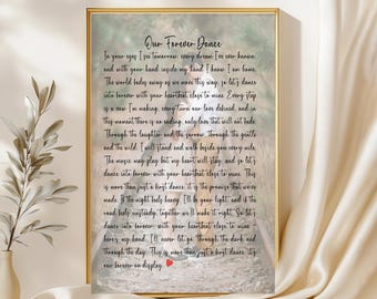 Erstes Tanz-Lied mit Foto Hochzeitsjubiläum Geschenk Songtexte Geschenk zum 1. Jahrestag für sie Hochzeitsgelübde Wandkunst Geschenk zum Jahrestag