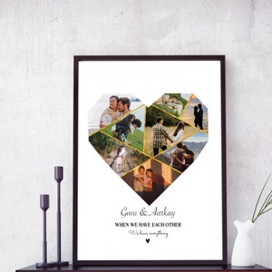 Custom Heart Photo Collage for Boyfriend, Personalized Anniversary Gift for Husband, Wedding Photo Collage, Heart Shape Photo Collage
