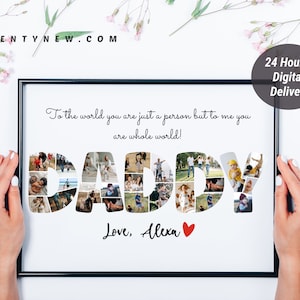 Daddy Photo Collage, Customized Father&#39;s Gift, Gift For Dad, Personalized Gift for Dad, Printable Father Day Photo Collage, Photo Gift
