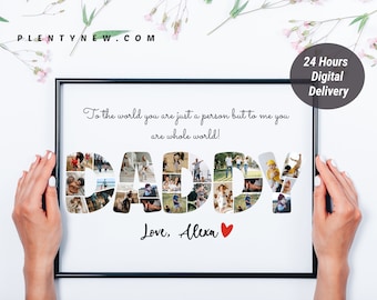 Daddy Photo Collage, Customized Father's Gift, Gift For Dad, Personalized Gift for Dad, Printable Father Day Photo Collage, Photo Gift