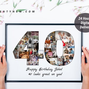 40th Birthday Collage, 40th Birthday Personalized, Custom Collage, 40th Birthday Photo Collage, Photo Collage Gift, 40th Birthday Gift