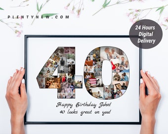 Collage du 40e anniversaire, 40e anniversaire personnalisé, collage personnalisé, collage de photos du 40e anniversaire, cadeau de collage de photos, cadeau du 40e anniversaire