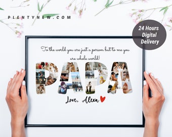 Personalized Papa Photo Collage, Customized Father's Gift, Daddy Photo Collage, Gift For Papa, Father Day Photo Collage Dad Collage Dad gift