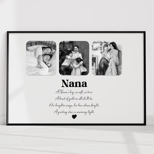 Nana Nanny Gran Gift, Nana Mothers Day Gift, Family Photo Collage, Grandma Birthday Present, Sentimental Nanny Quote, Framed Home Decor Her