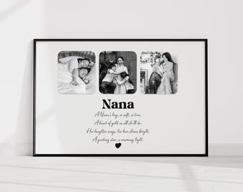 Nana Nanny Gran Gift, Nana Mothers Day Gift, Family Photo Collage, Grandma Birthday Present, Sentimental Nanny Quote, Framed Home Decor Her