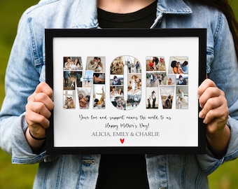 Fotocollage moeder, Moederdagcadeau voor moeder, gepersonaliseerde verjaardagsafdruk moeder, aangepaste collage oma en moeder, familiefoto cadeau moeder cadeau-ideeën