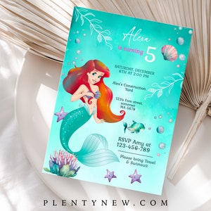 Little Mermaid Birthday Invitation Little Mermaid Invitation Ariel Party Invite The Little Mermaid Invitation Theme Digital Instant EDITABLE