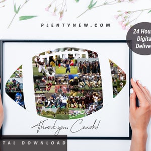 Kolaż z podziękowaniami dla trenera futbolu amerykańskiego, Prezent dla syna w formie kolażu ze zdjęciami piłkarskimi, Prezent na wieczór absolwenta futbolu amerykańskiego, Do druku