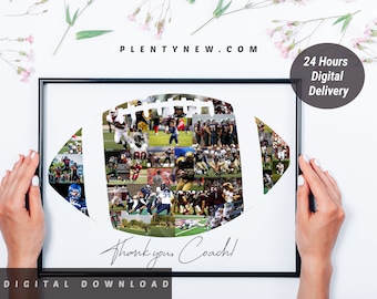 American Football Coach Danke Geschenk Collage, Fußball benutzerdefinierte Foto Collage Geschenk für Sohn, Fußballspieler Senior Nachtgeschenk, Printable