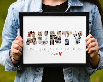 Personalized Aunt Photo Collage, Custom Auntie Gift, Best Aunt Ever Gift, Birthday Gift for Aunt, Photo Keepsake from Niece or Nephew