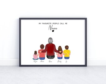 Personalized Mother's Day Gift for Nana, Custom Grandma Photo Collage from Grandkids, Grandparents Wall Art, Custom Family Portrait