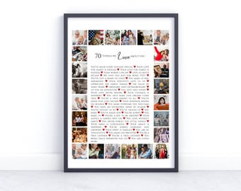 70th Birthday Photo Collage: 70 Reasons We Love You (Digital File)