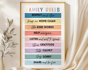 House Rules Wall Art Print | Home Decor Sign | Playful Family Rules Poster | Instant Download Warm Loving Home gift Inspirational Wall Decor