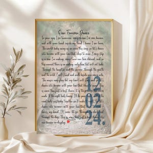 Wedding Day Gift for Wife Decor Song Lyric Print First Dance Song Lyrics Paper Anniversary Gift First Anniversary Gift Song Lyrics Wall Art