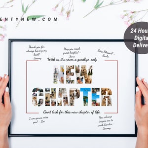 Collage de regalo de despedida, Regalo de libro de visitas de despedida, Regalo de jubilación, Regalo de despedida de colega, Regalos de despedida, Diseño de despedida de nota personalizada